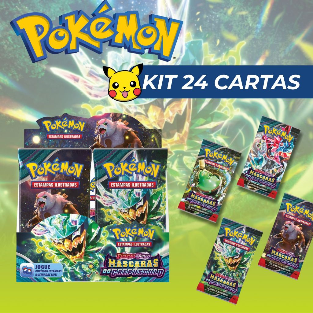 Kit 24 Cartas Pokémon Máscaras do Crepúsculo
