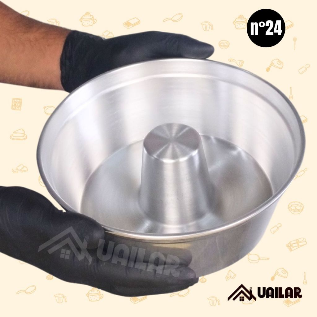Forma Assadeira 24 cm diâmetro 2,8 L de alumínio Bolo Pudim 