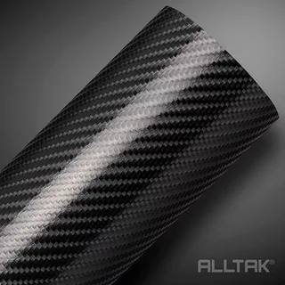 Adesivo fibra de carbono preto 4D envelopamento, alltak
