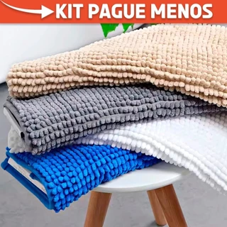 Kit 2 ou 4 Tapete de Banheiro Antiderrapante Bolinha Macarrão Várias Cores