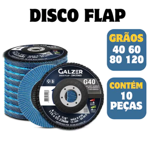 Kit 10 Disco Flap 4.1/2 Grão 40 - 60 - 80 - 120 - Flap Disc Lixa Para Madeira e Ferro