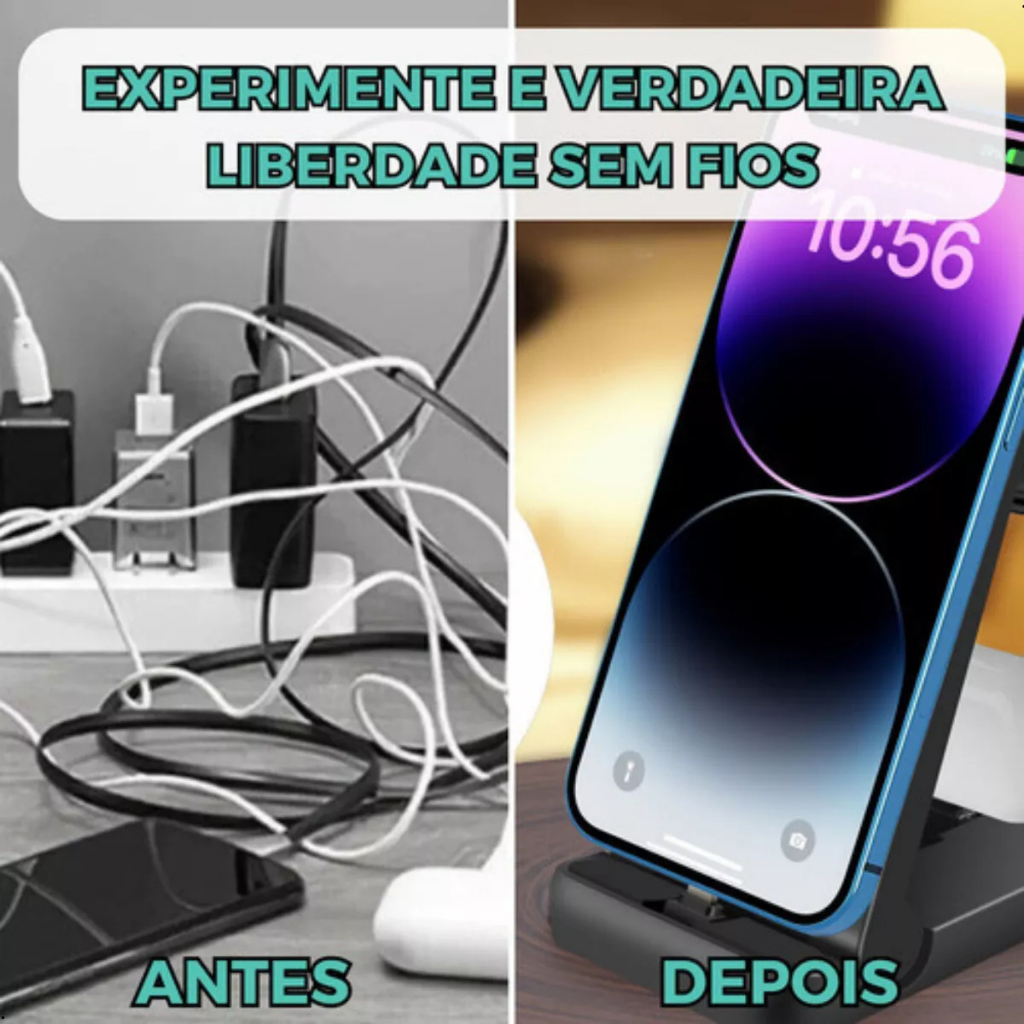 Carregador Indução Rápido 20W 4 Em1 Compatível iPhone AirPods e Appel Watch  seire 1 Ate seire 7 | Shopee Brasil