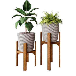 3B Suporte para Vaso de Plantas em Madeira Tratada Legs 40cm e 55cm e Vaso de Plantas em Polietileno