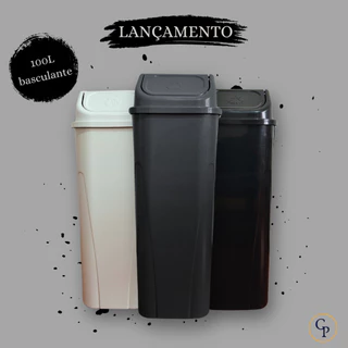 Lixeira 100 Litros Basculante Vai E Vem Reforçada Reciclável Seletiva Resistente Multiuso