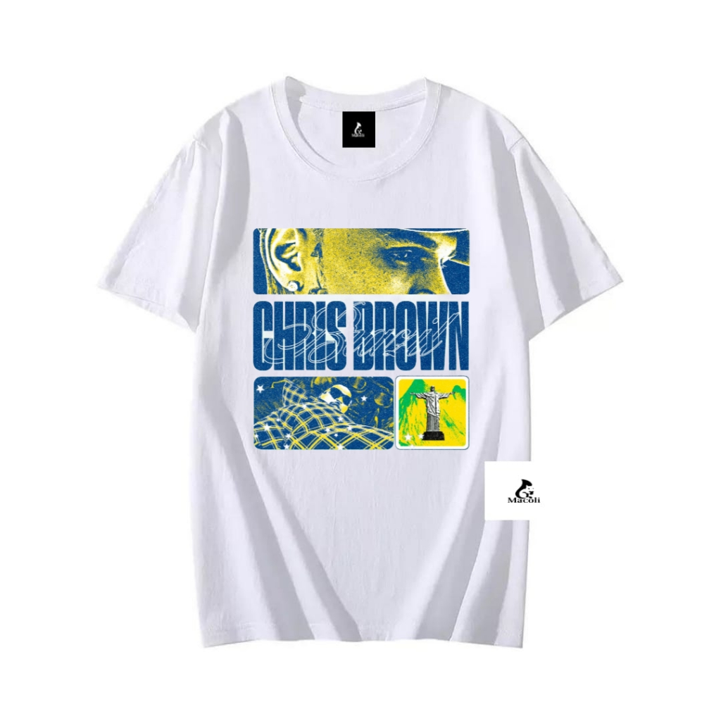Camiseta Algodão Unissex Chris Brown Rapper Tour Brasil 2024 Blusa