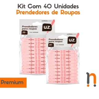 Kit Com 40 Prendedores Pregadores de Roupa Rosa ou Marrom