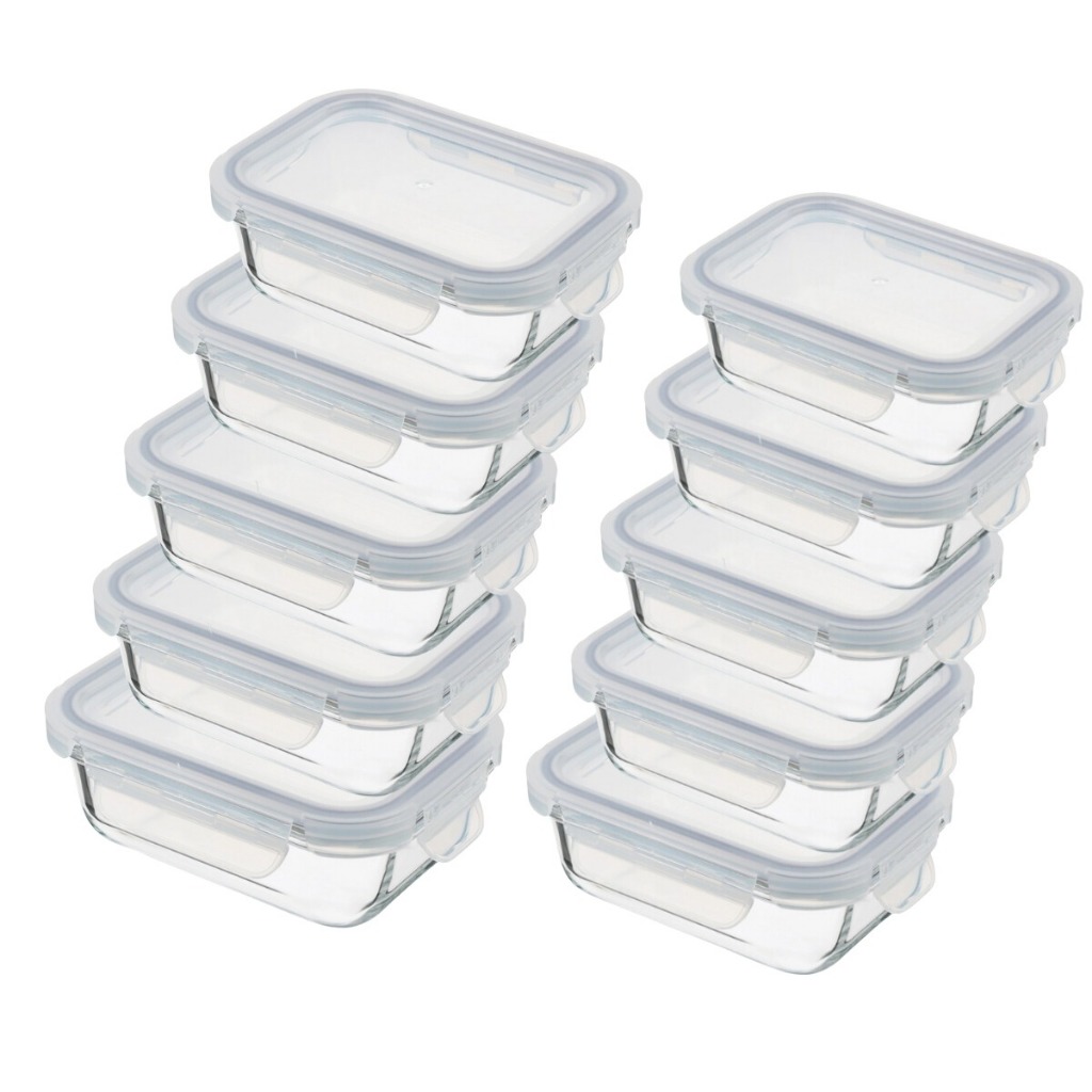 Jogo 12 Pote de Vidro Hermético Marmita Tampa 4 Travas 640ml