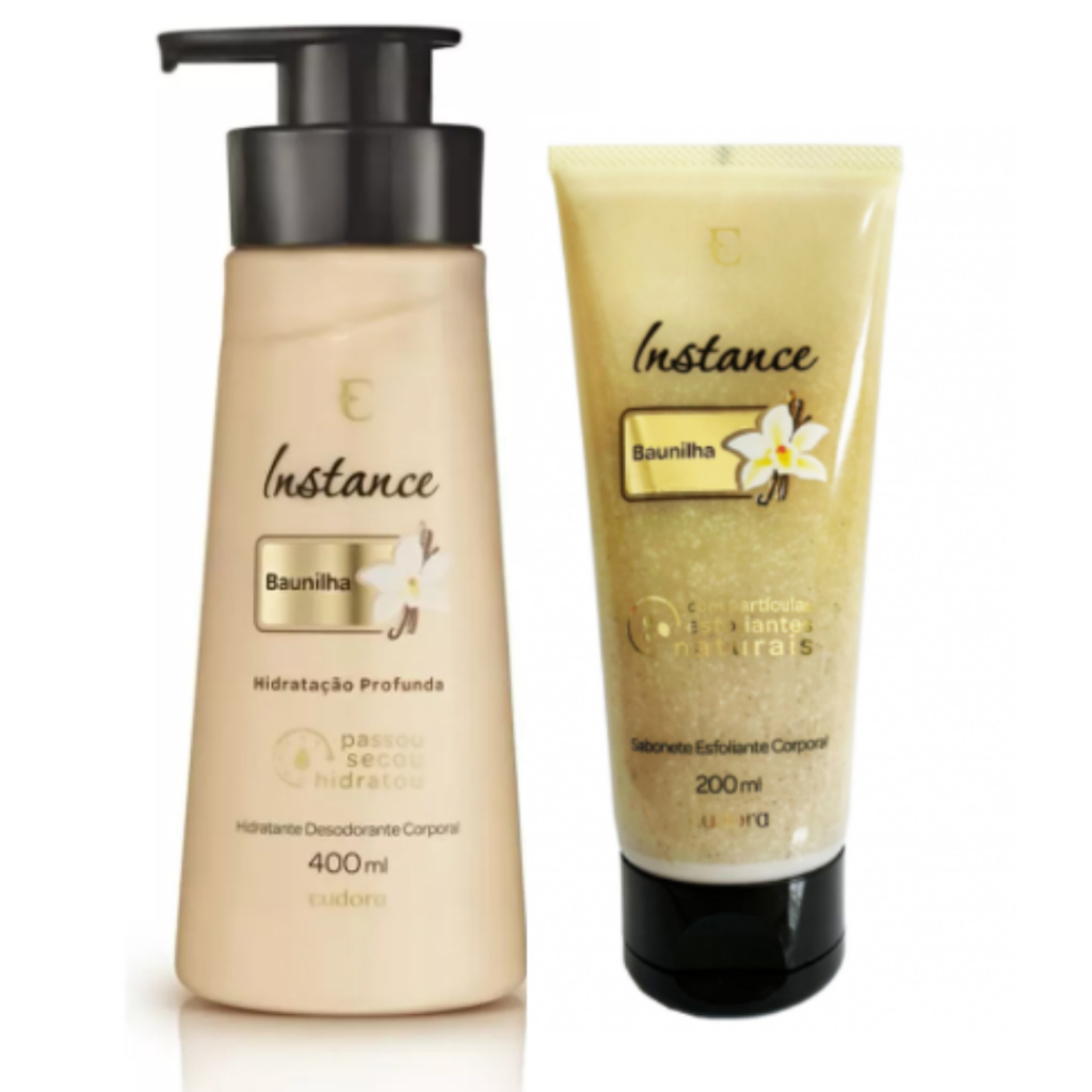 Hidratante Corporal Instance Baunilha e Sabonete Líquido Esfoliante ...