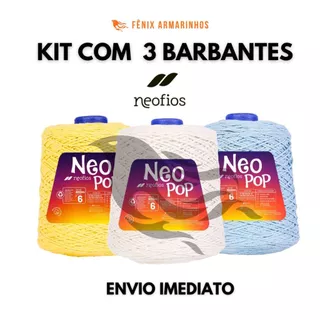 Crochê Barbante Fio KIT COM 3 ROLOS NEOPOP NEOFIOS - 600 Metros Número 6