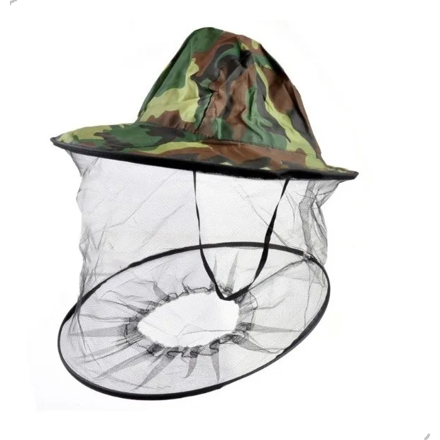 Chapeu Pesca Apicultor Protecao Abelha Mosquito Camping Camuflado
