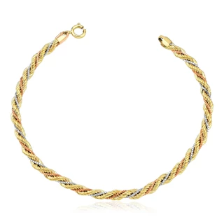 Pulseira de Ouro 18k Cordão Baiano Tricolor em Oferta na Shopee