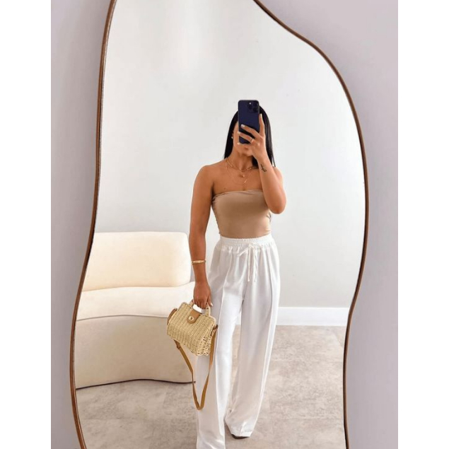 Calça Pantalona com Forro e Bolso tecido Duna