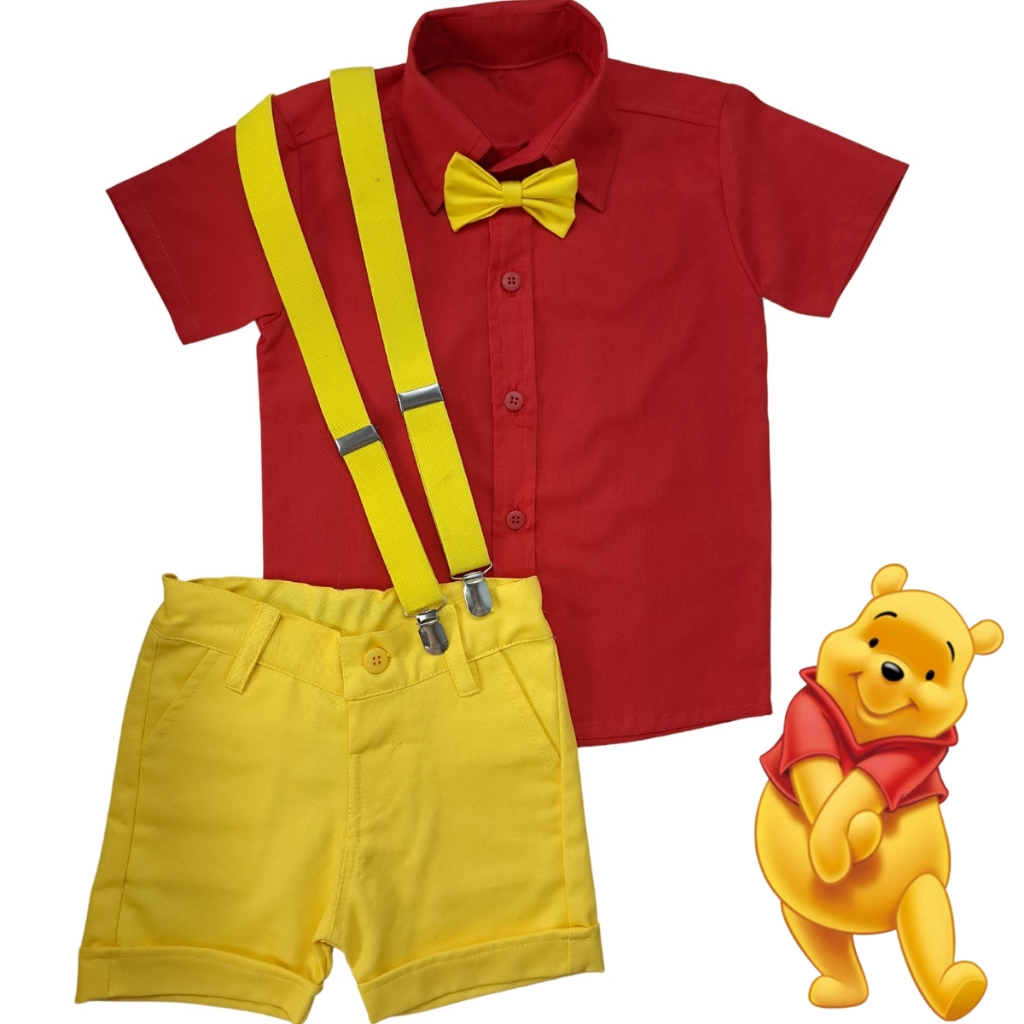 CONJUNTO URSINHO POOH Roupa Temática de Menino Festa Aniversário ...