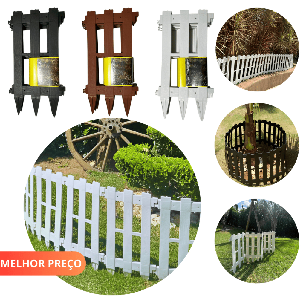 Cercado Cercadinho de Jardim Tipo Madeira 50cm De Altura Estilo Ingles ...