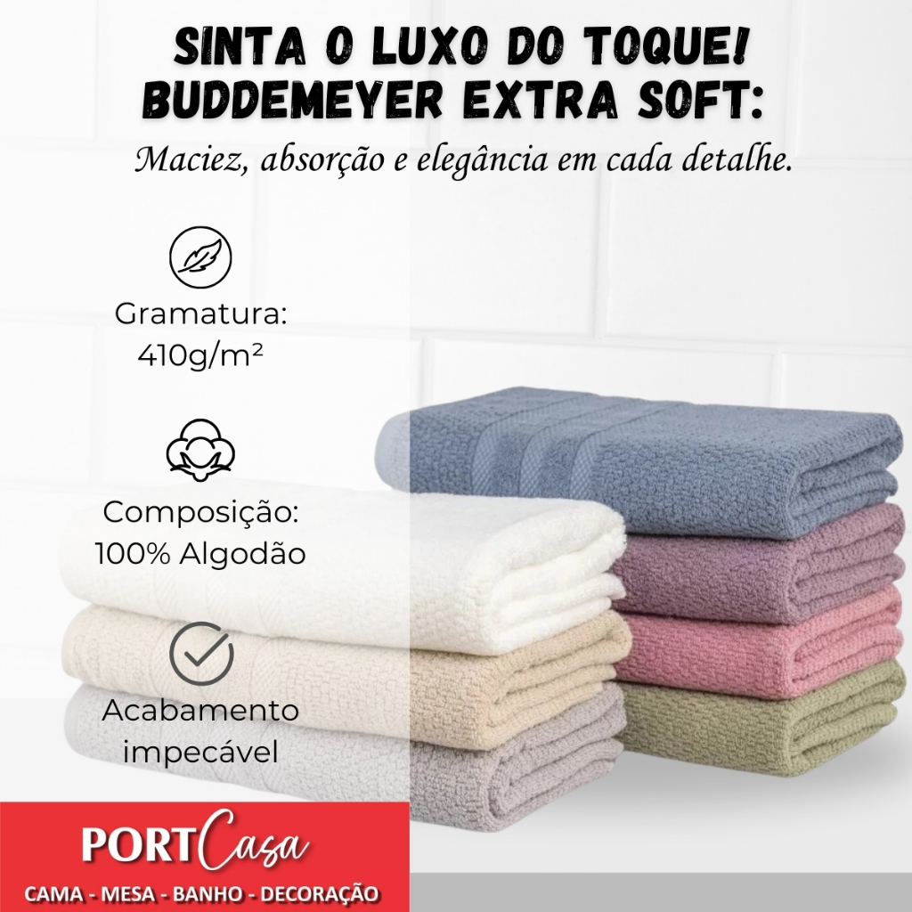 Toalha de Rosto Buddemeyer Vanilla Extra Soft 48x80cm 100% Algodão