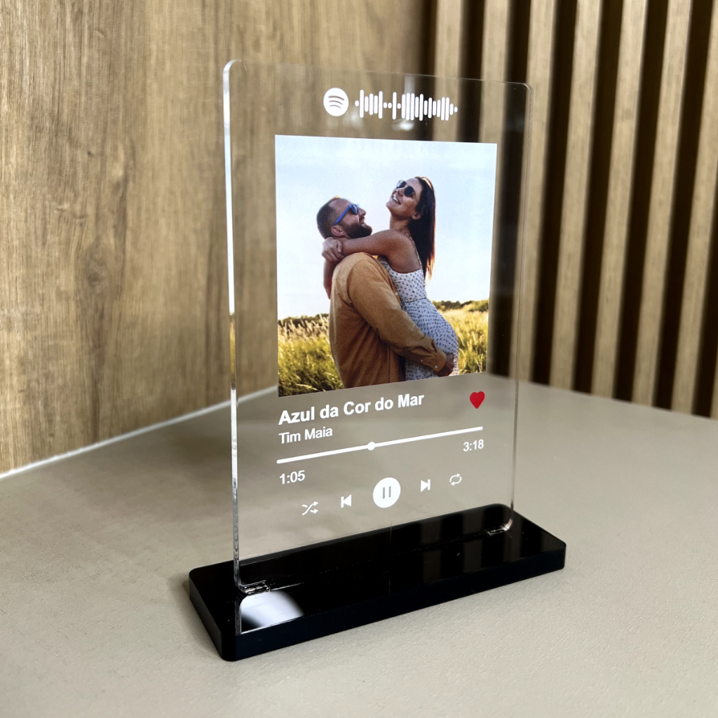 Placa Decorativa Interativa Spotify Acrílico Casal