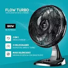 Ventilador de mesa e parede silencioso 50 cm 8 pás 3 velocidades WAP FLOW TURBO