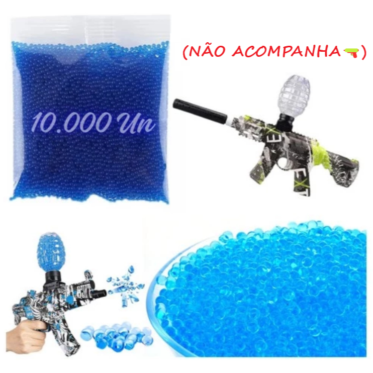 Kit 5 10 20 Mil Bolinhas Gel Hidrogel Azul 7-8mm Bolas Orbeez Cristal BBs Brinquedo Envio Rapido