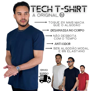Camiseta Masculina Tech T-Shirt Básica Tecnológica Anti Odor