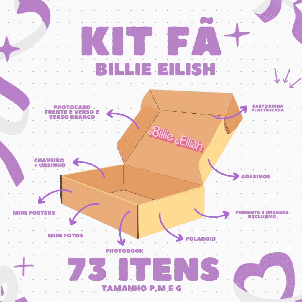 Kit fã Billie Eilish - até 73 ITENS (tamanho p, m e g)