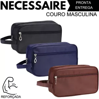 Necessaire Feminina Masculina Com Alça Lateral Para Organizar Viagem em Couro - Cores em Oferta na Shopee