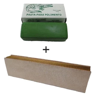 Strop De Couro + Pasta Verde Cromo Jacaré Afiar Facas