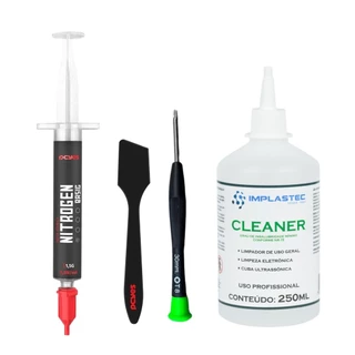 Kit Pasta Térmica Nitogen Basic 1.5g c/ Espátula + Torx T8 + Cleaner 250ml para Remoção da Pasta Antiga - Resfriamento e Manutenção PC, XBOX, Playstation 3 4 5