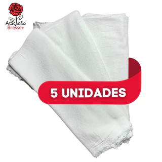 Kit com 5 Panos de Chão Alvejados Caipira Premium Branco Liso 43x65cm