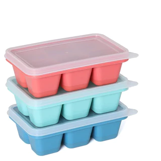 Kit 3 Mini Formas De Gelo Silicone com 6 Cubos Papinha temperos drinks Com Tampa Livre BPA