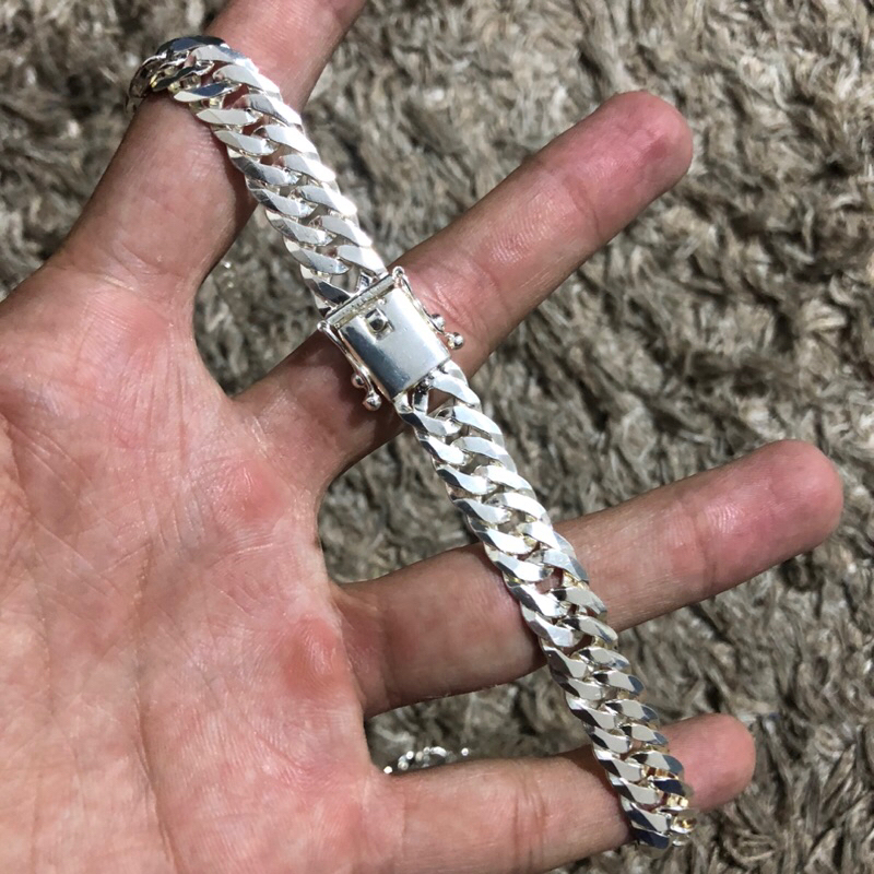 CORRENTE ELO DUPLO DE 13mm/70cm PRATA ITALIANA MISTA 🇮🇹✅