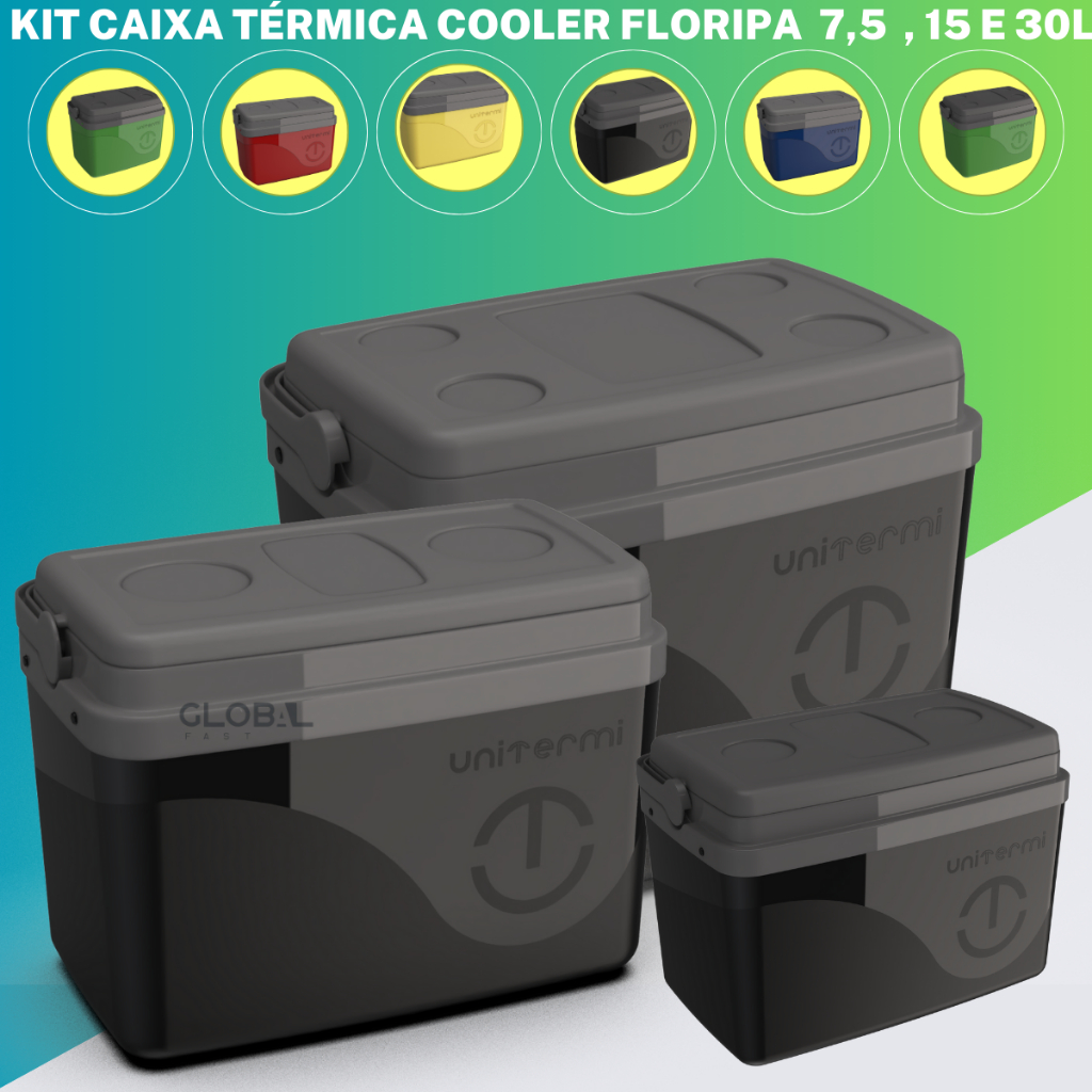 Caixa Térmica Cooler Termica KIT 3 Peças Com Alça Unitermi Floripa