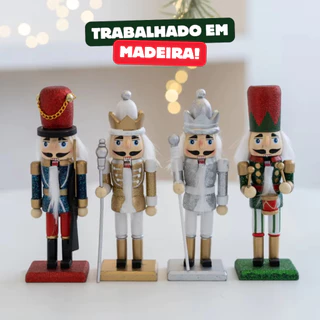 Quebra Nozes Madeira 16cm Enfeite Natal Decoração Europeia Premium