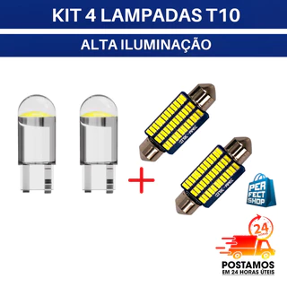 Kit 4 Lâmpads Led Torpedo T10 Pingo W5W Branco Alta Qualidade Pingo 6000k Branco Puro Carro Moto 12v