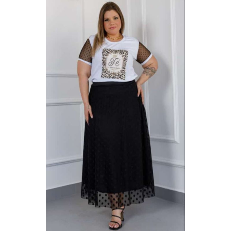 Saia de Tule Longa Poa Moda Feminina Tendência P ao G4 Plus Size