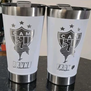 Copo termico personalizado a laser com nome e escudo