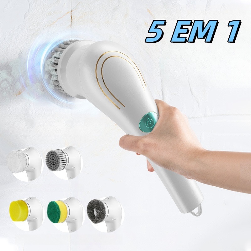 Escova Eletrica de Limpeza 5 em 1 Sem Fio Limpador Multiuso Pratico Para Cozinha , Banheiro prático Modelo atualizado (2ª geração) -SJ-005