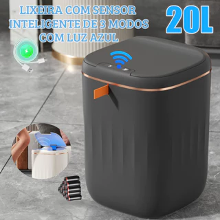 20L display digital grande capacidade 3 modos sensor inteligente lata lixo cozinha banheiro carregamento USB
