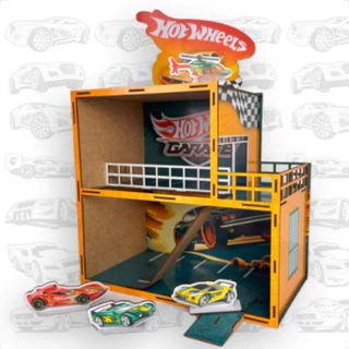 Brinquedo Garagem HotWheels Park Vagas e Rampa Para Carrinhos Diversão Em Mdf Adesivado