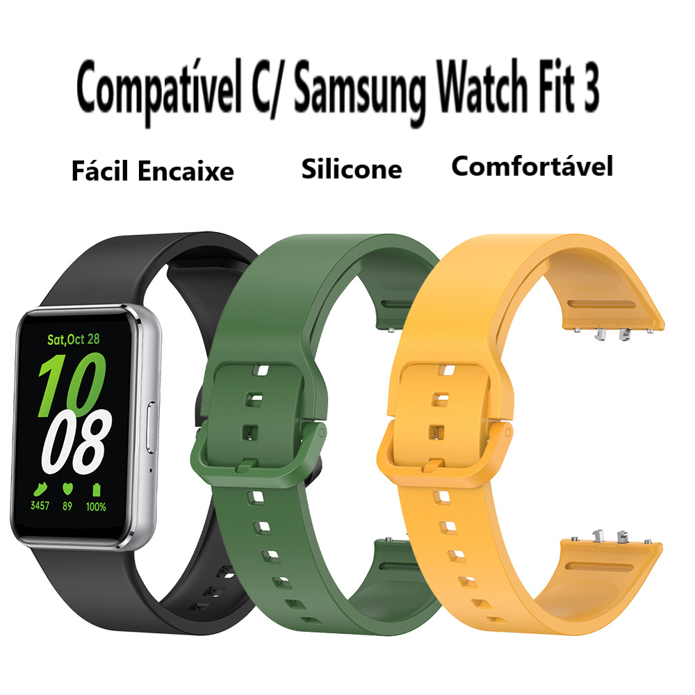 Pulseira De Silicone Com Fecho Compatível Com Galaxy Fit 3 R390