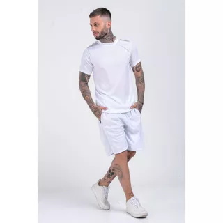 Kit Conjunto (camisa + bermuda masculina) com logo refletivo brilha no flash- shorts masculino