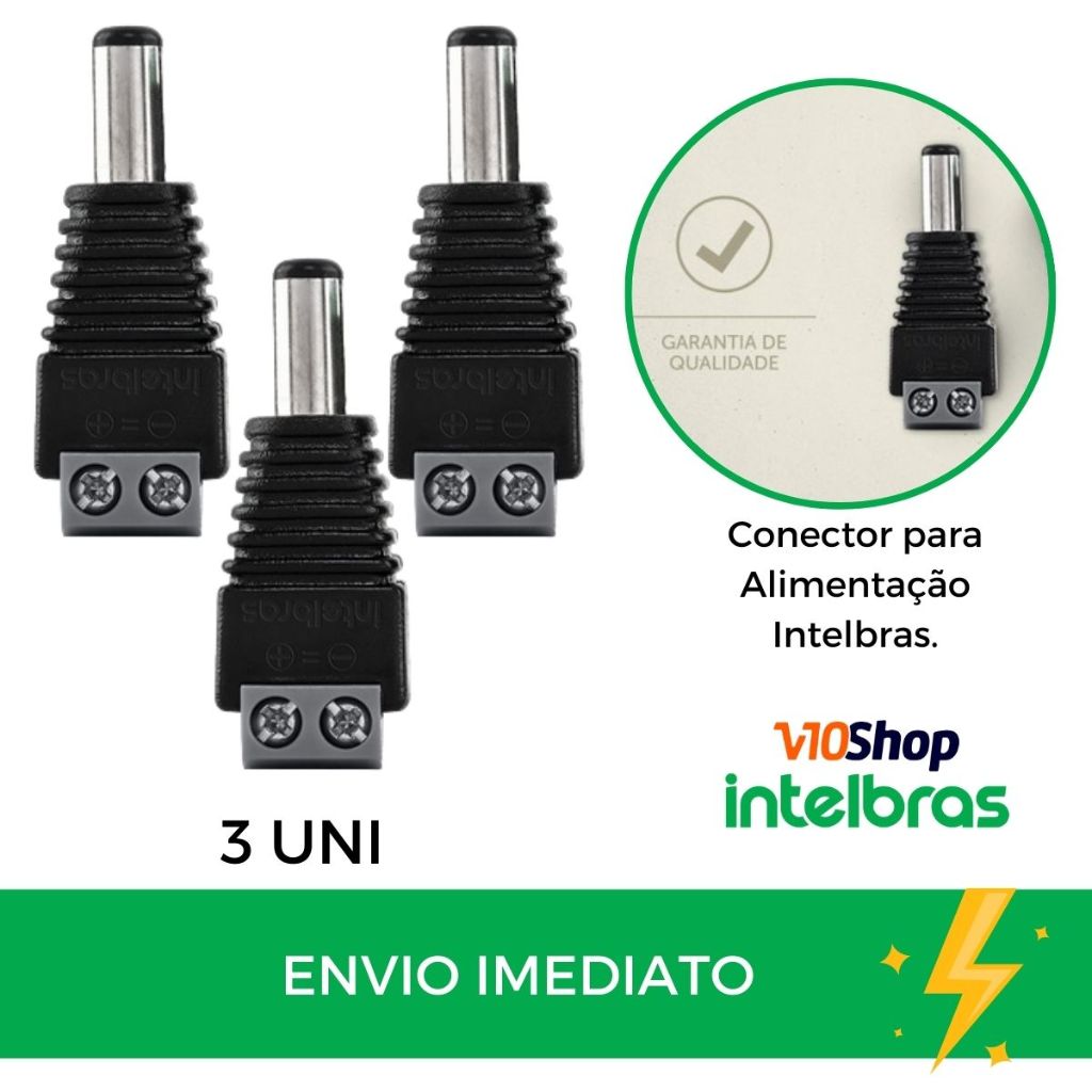 Kit 3 Conector Plug P4 Macho Conex 1000 Intelbras Sistema De Segurança ...