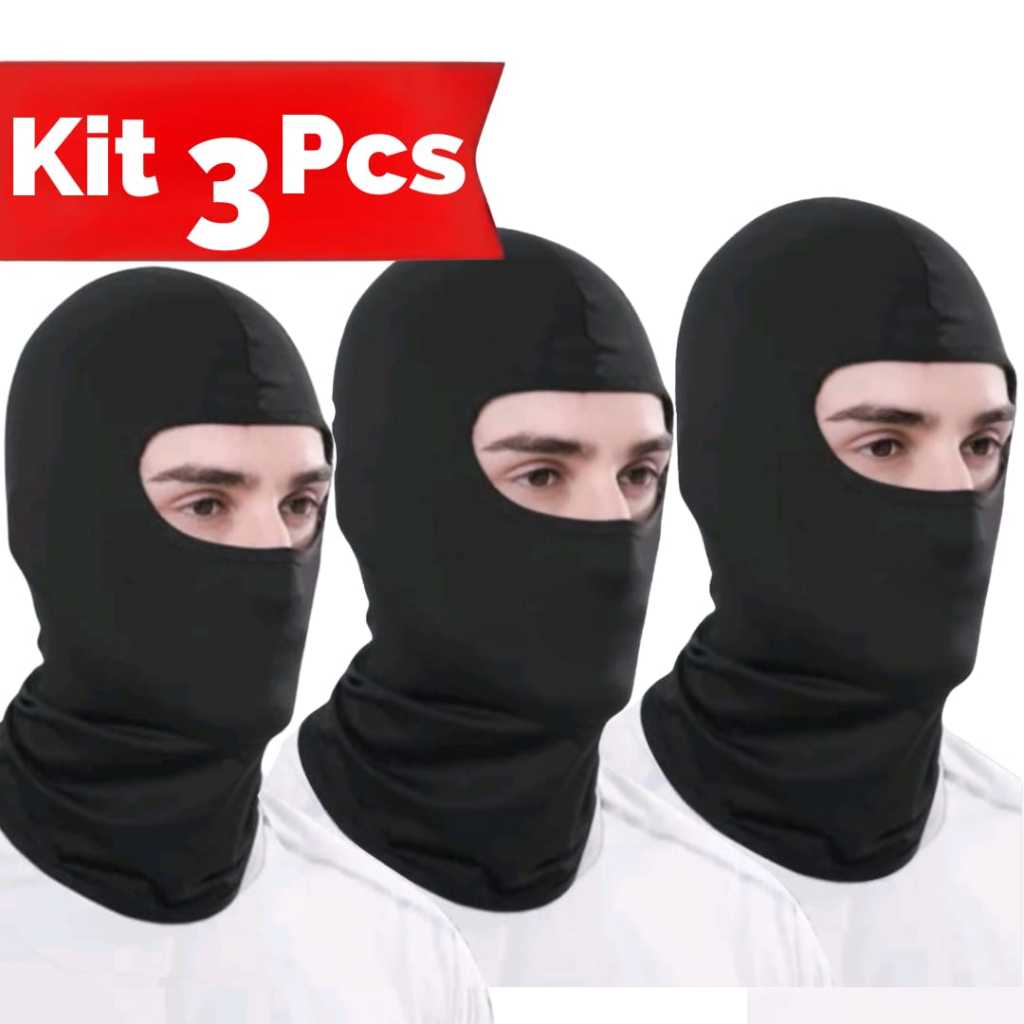 Balaclava Touca Ninja KIT 3 Flanelado Térmica UV50+ Frio Unissex Moto ...
