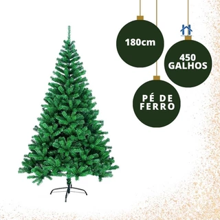 Árvore de Natal de 180cm com 450 Galhos Verde Grande Cheia Pinheiro Canadense