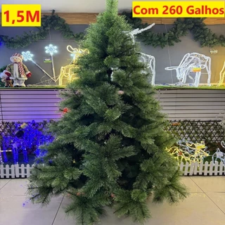 Árvore De Natal Pinheiro 1,50M Branco Ou Verde E 260 Galhos Apoio De Metal Decoração Natal