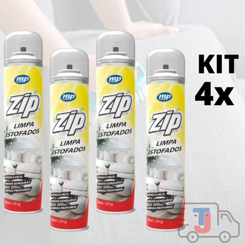 KIT 4 Limpa Estofados Spray Zip Clean 300ml/251g | Shopee Brasil