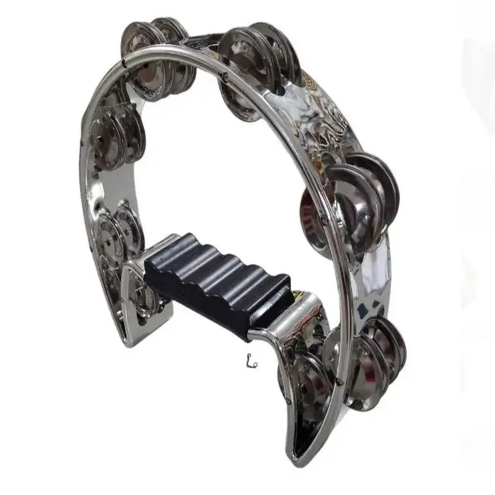 Pandeiro Pandeirola Meia Lua Profissional Prata Percussão | Shopee Brasil