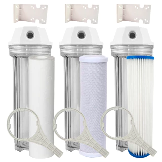 Kit 3 Estágio Filtro Agua Pura Cavalete Entrada Caixa Pia