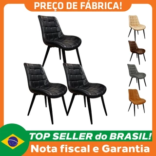 Kit 3 Cadeiras Romana Provence Poltrona Estofada Pu Vintage Retro Pés Preto - Preto em Oferta na Shopee