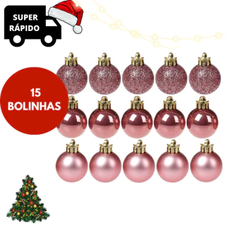 Kit 15 Bolinha De Natal Enfeite Para Arvore Vermelha e Dourada 3cm
