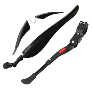 Descanso pezinho lateral com regulagem + paralama dianteiro e traseiro completo para bicicleta bike aro 20 24 26 e 29